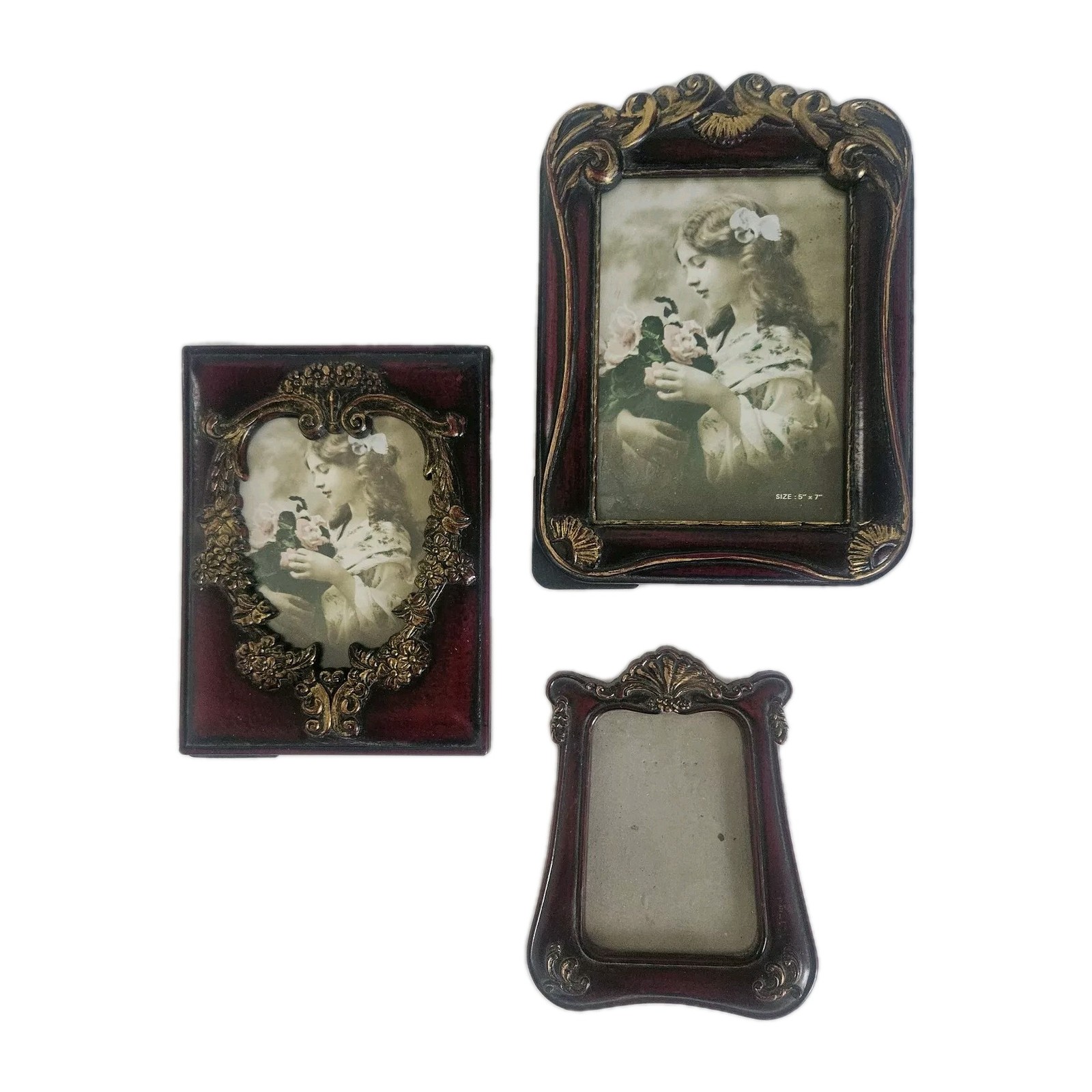 3 VTG Victorian Style Photo Frames Openings 4x6