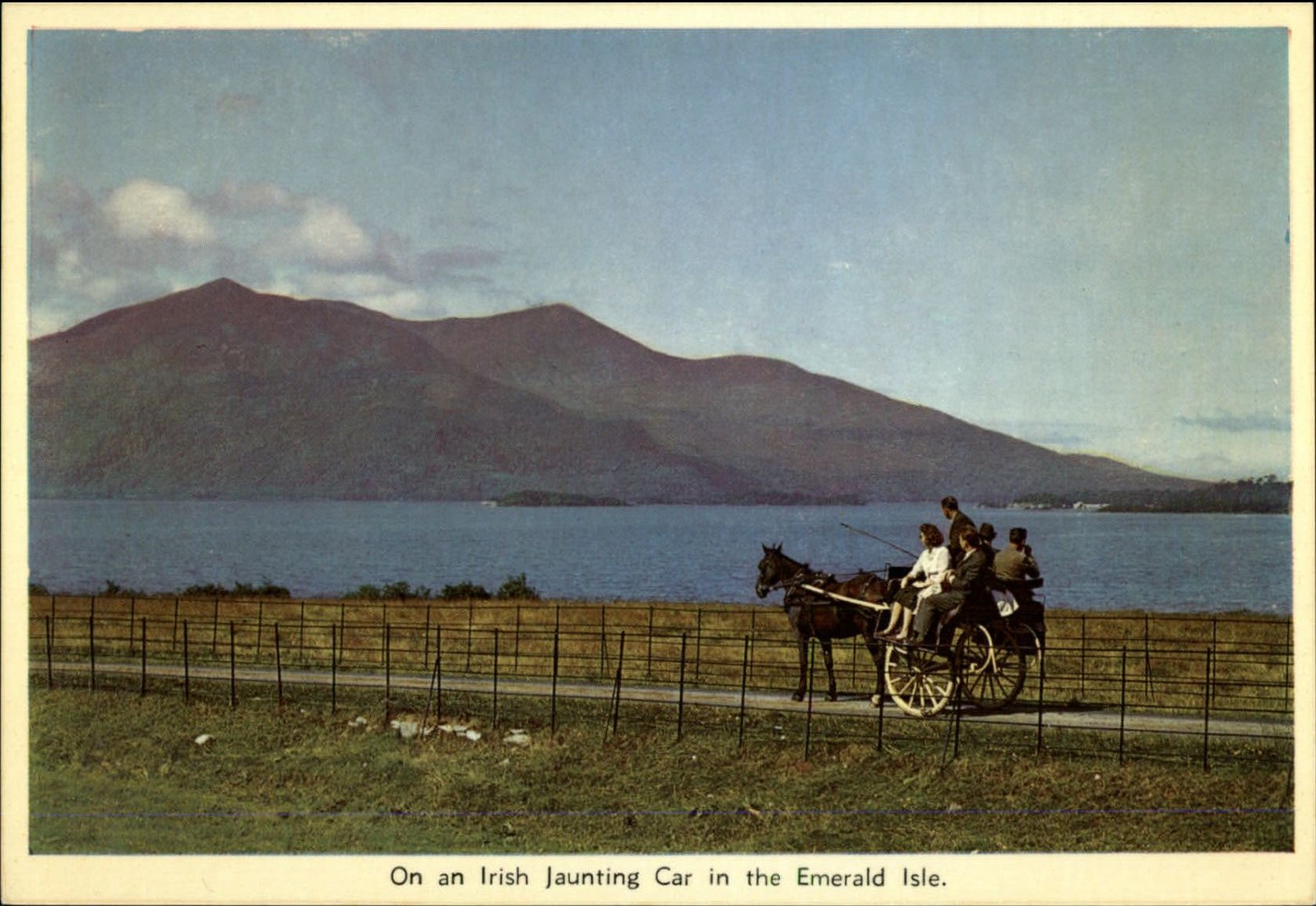 Ireland Emerald Isle horse cart jaunting car mountains unused postcard Ireland Emerald Isle horse cart jaunting car mountains unused postcard