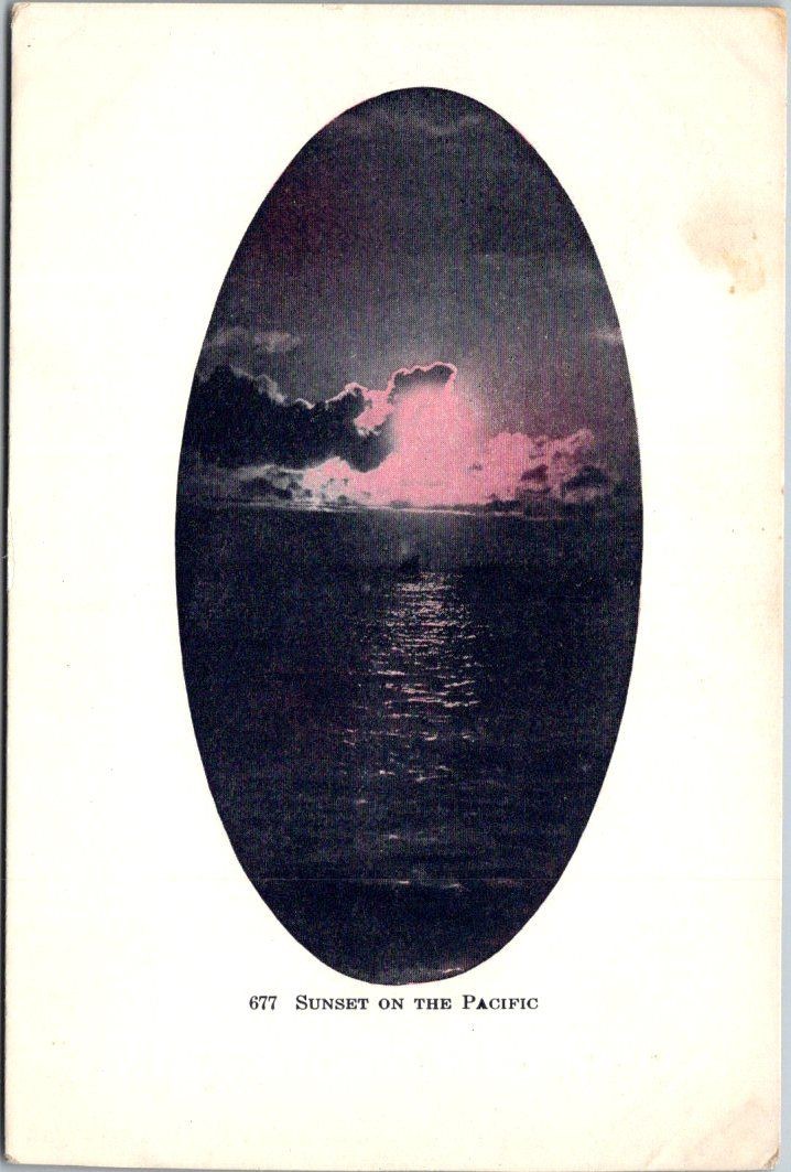 D M Averill Postcard Sunset On The Pacific 677 Vintage Unposted Pacific Coast