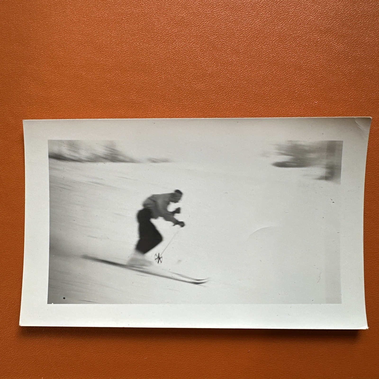 VINTAGE PHOTO man Alpine skiing motion blur ski 1948 ORIGINAL