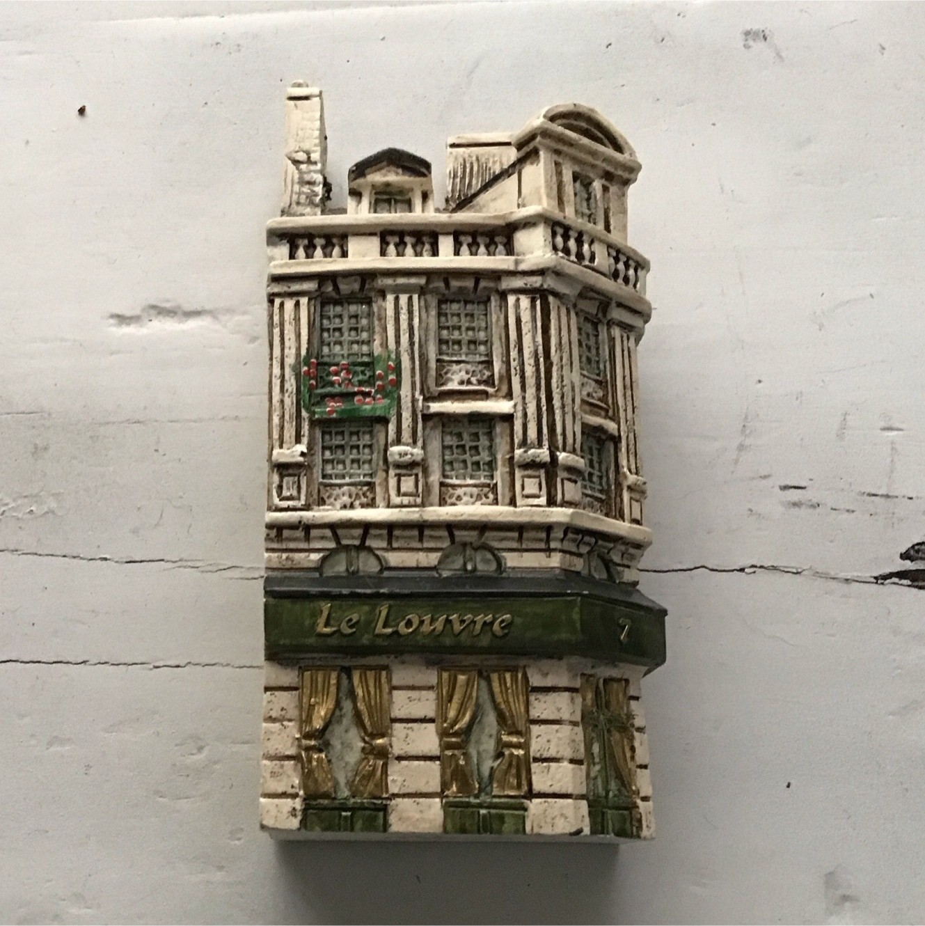 J Carlton Le Louvre Miniature Resin Building Hand Painted Signed Miniature