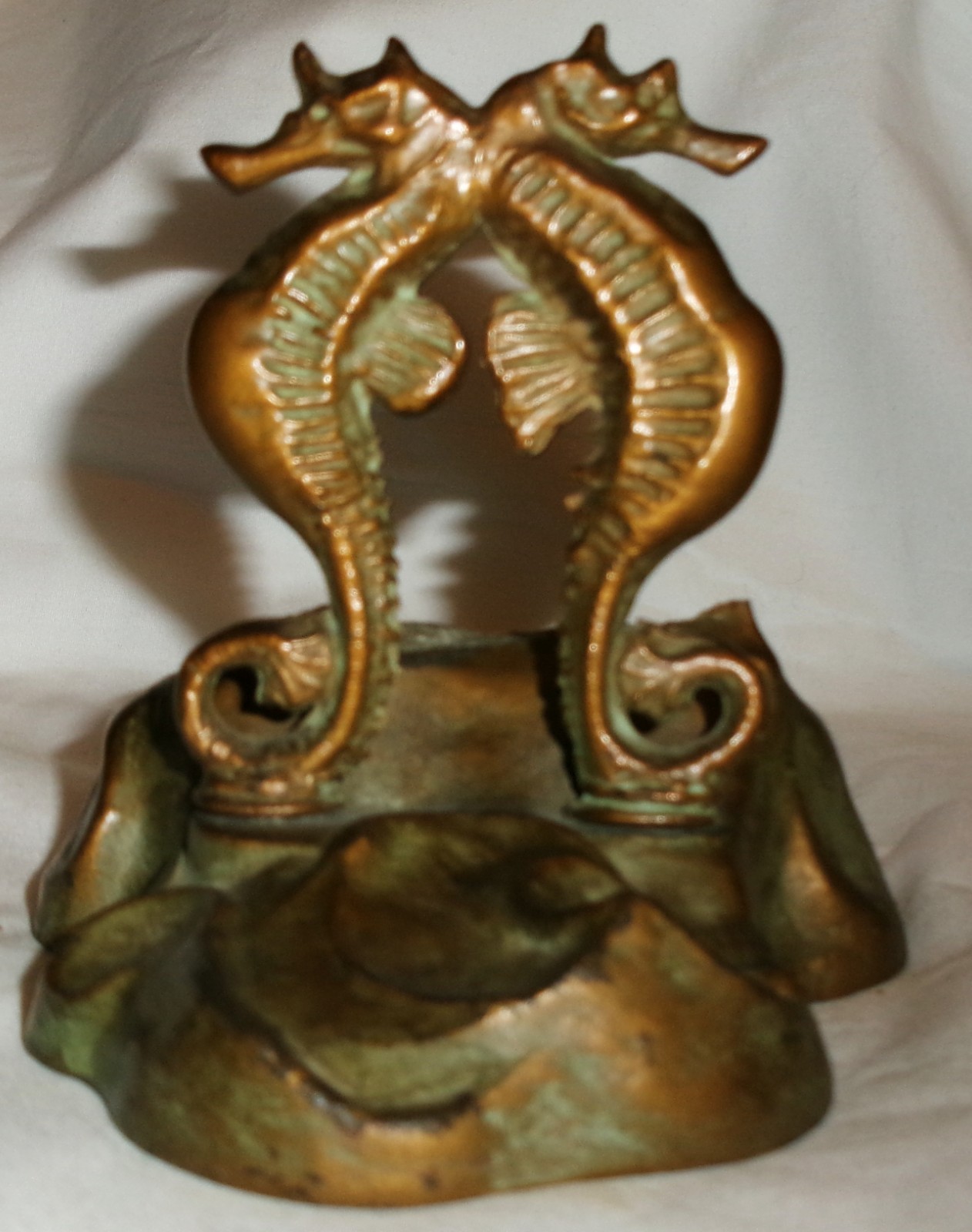 ANTIQUE US MCCLELLAND BARCLAY BOOKEND SEA HORSE w/ NO CLAM SHELL ART DECO STATUE