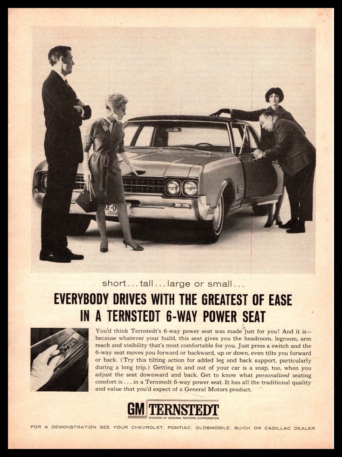 1966 General Motors Ternstedt 6-Way Power Seats Dealer Showroom Vintage Print Ad