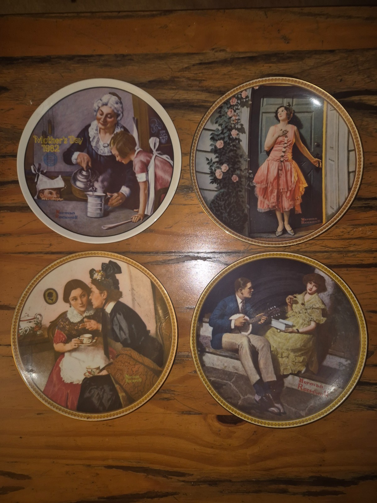 Lot of 4 Vintage Norman Rockwell Porcelain Collector Plates Set