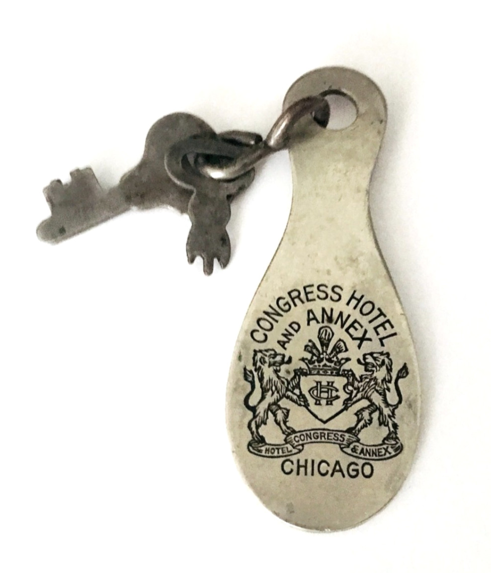 1902-1911 Antique Congress Hotel & Annex Chicago Key & Fob Master Keys Rare USA