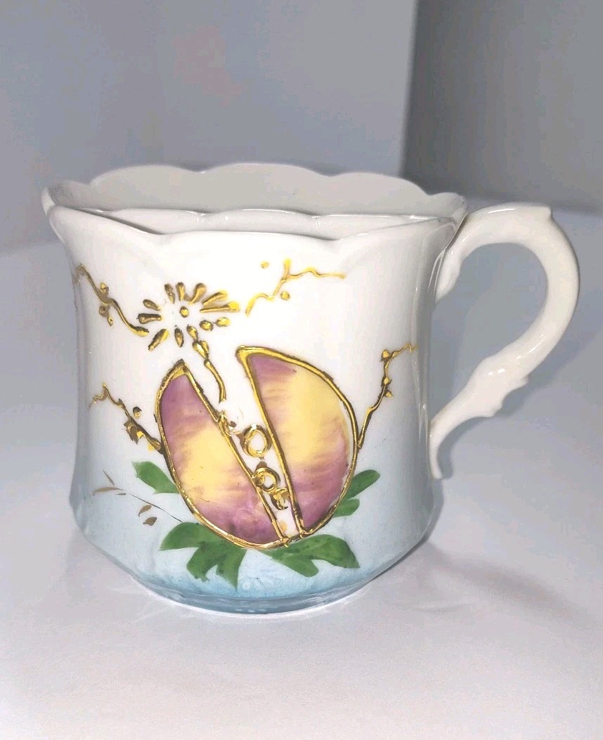 antique vintage shaving mug Floral Gold Porcelain Germany 3\ antique vintage shaving mug Floral Gold Porcelain Germany 3\
