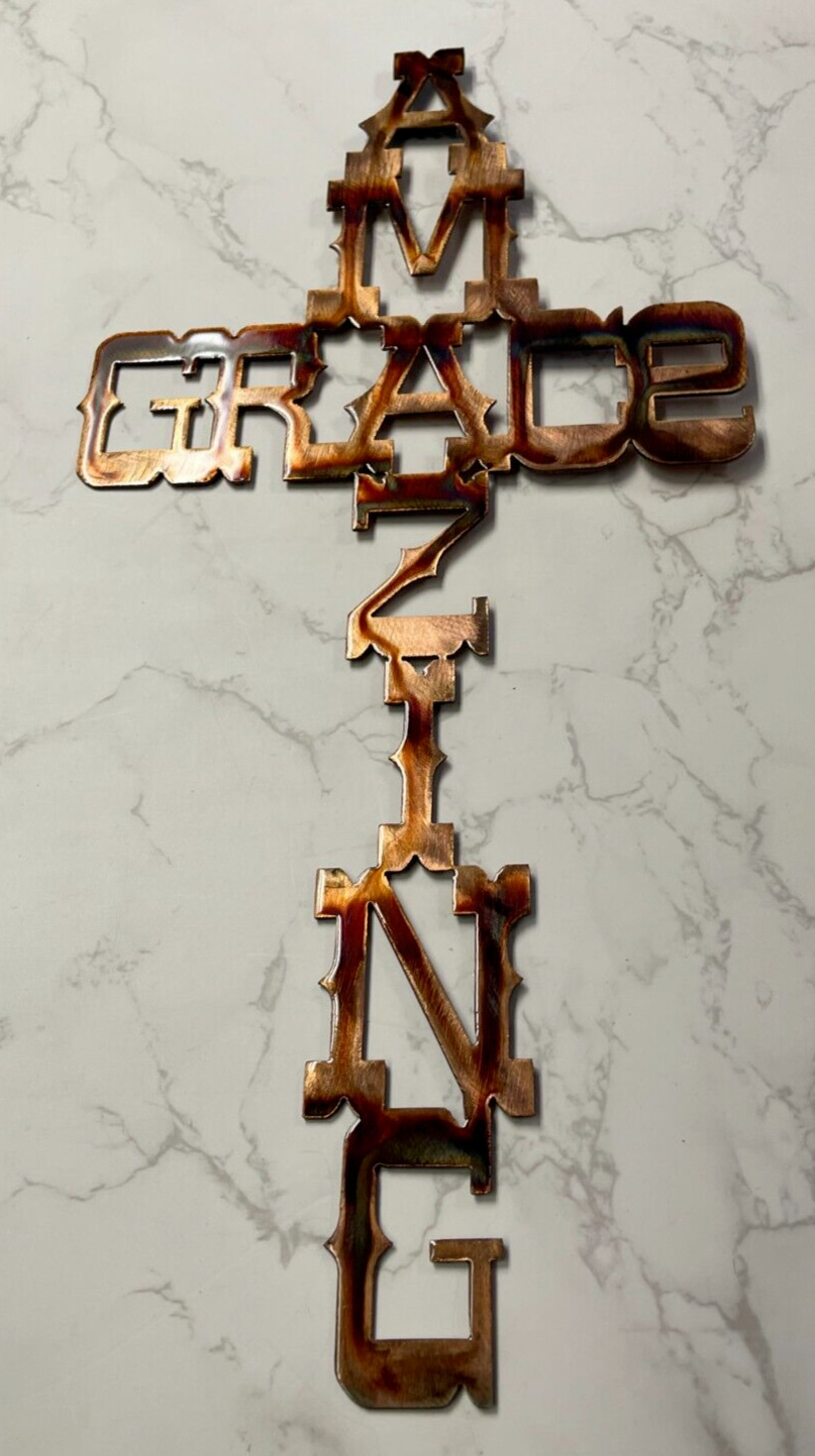 Amazing Grace Cross - Metal Wall Art - Copper 18\