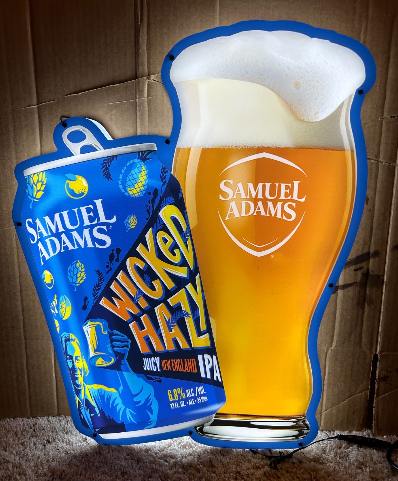 SAMUEL ADAMS WICKED HAZY JUICY IPA GLASS/CAN LED SIGN-LAGER-BEER-SAM-NEW ENGLAND