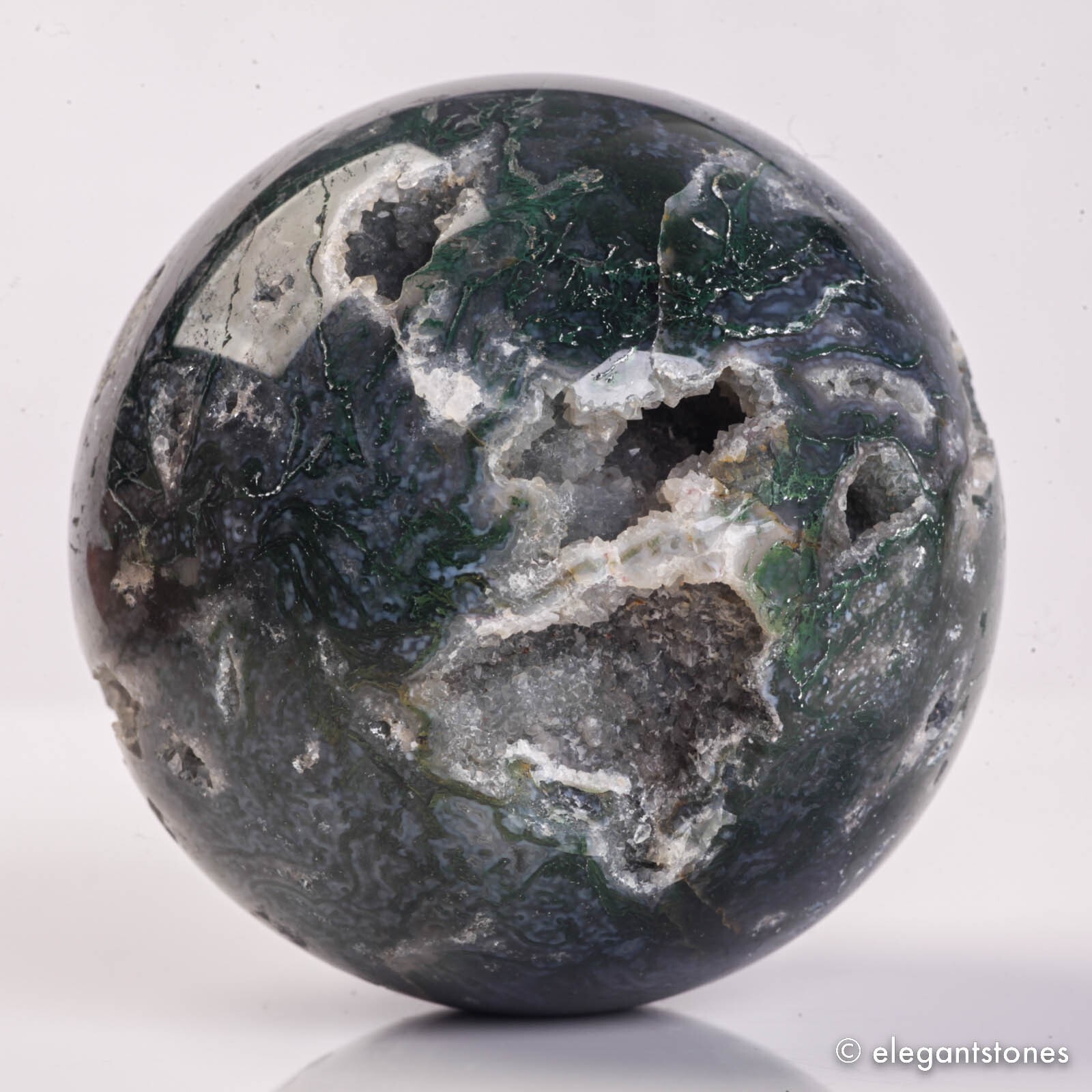 486g 72mm Moss Agate Sphere Crystal Natural Aquatic Plant Water Grass Reiki Ball