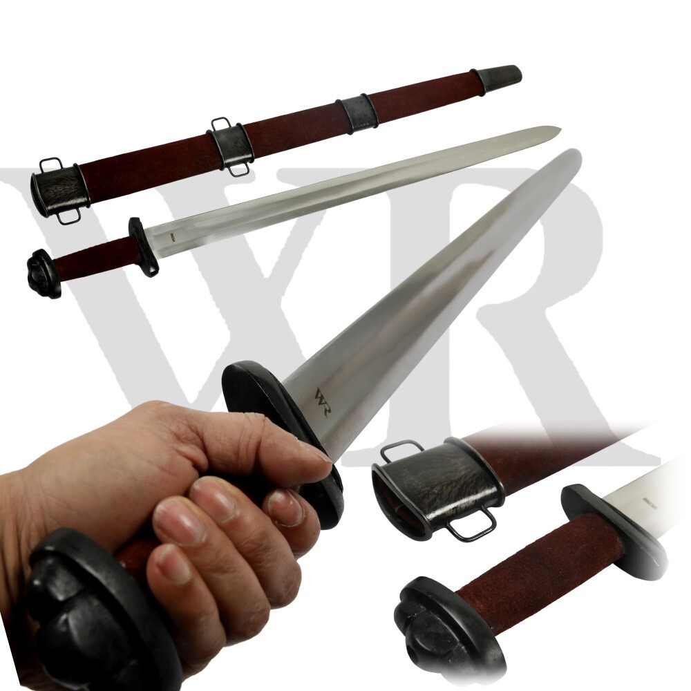Godfred Viking Sword Replica Full Tang 1060 Steel Brass Pommel Guard Scabbard