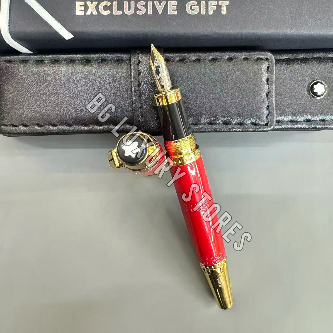 MONTBLANC Red Lacquer Gold Trim Fountain Pen Luxury Writing Gift Rare MONTBLANC Red Lacquer Gold Trim Fountain Pen Luxury Writing Gift Rare