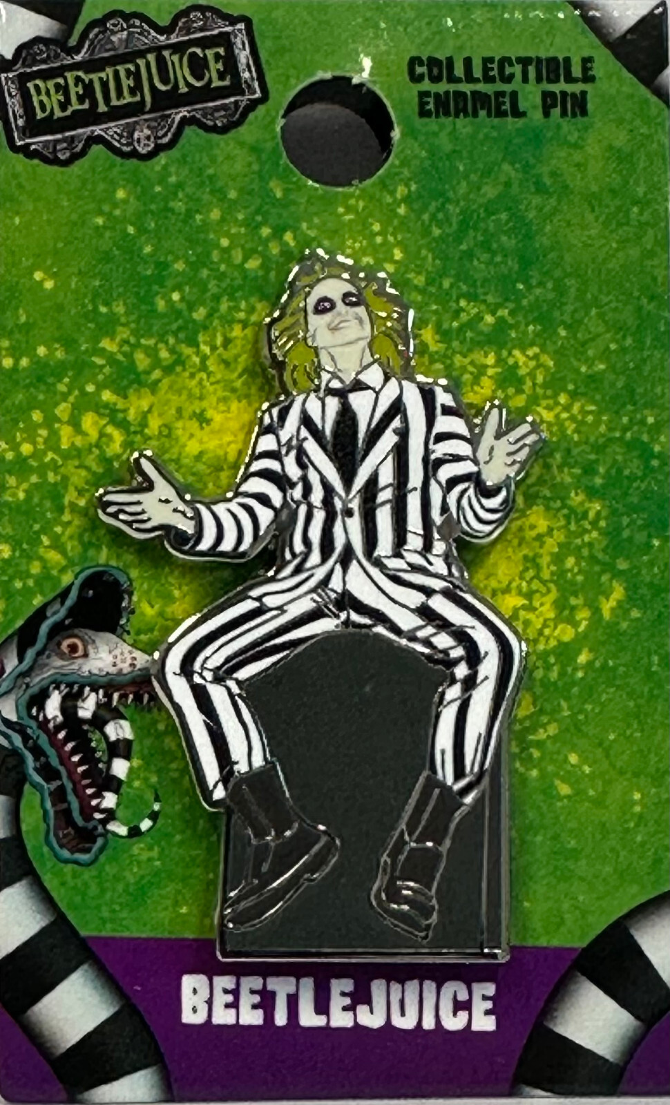Enamel Pin - Beetlejuice Embossed Lapel Pin Badge NEW Enamel Pin - Beetlejuice Embossed Lapel Pin Badge NEW