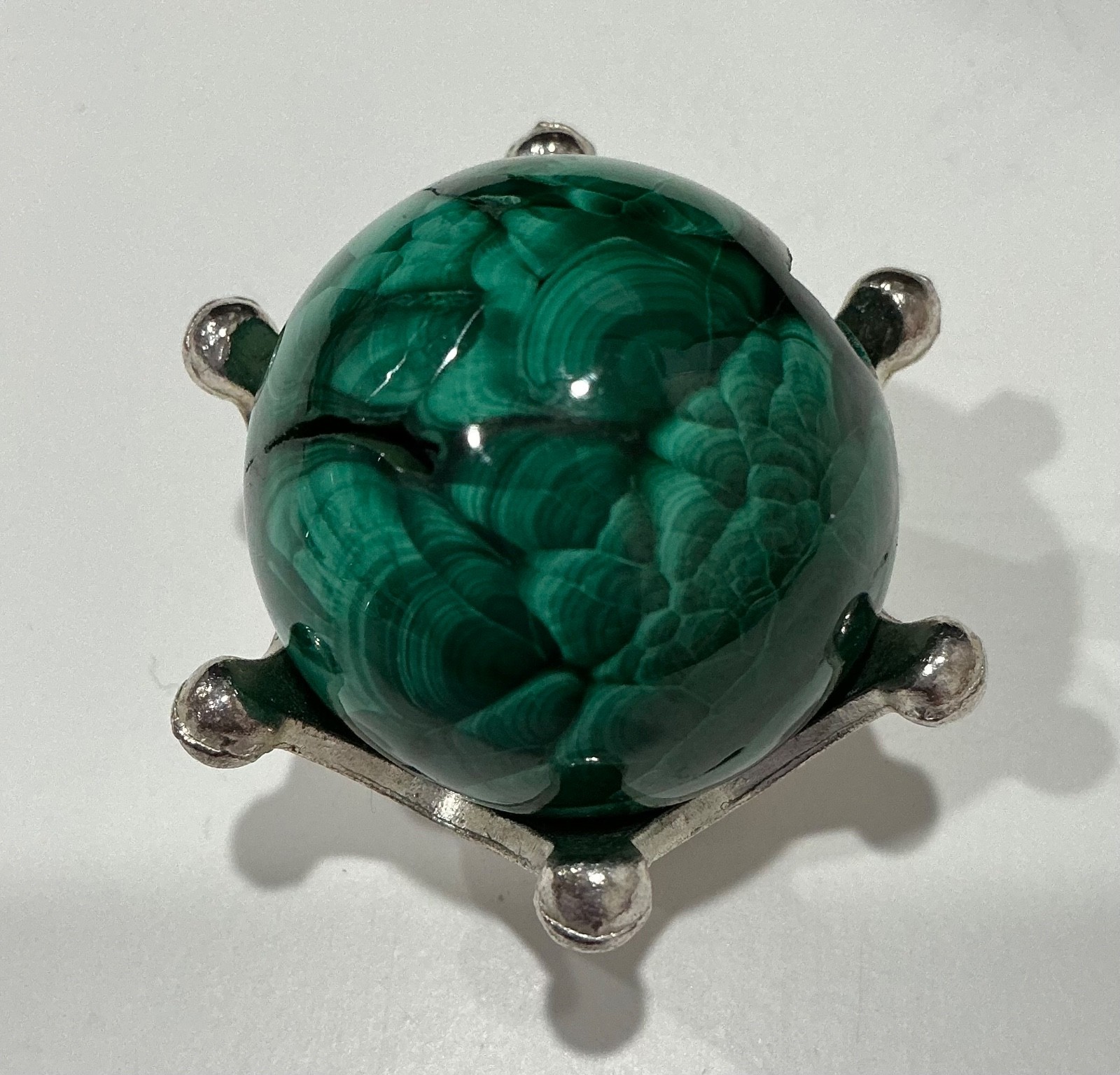 38g Cute Malachite Sphere w/ Druzy #108 Crystal Orb Healing