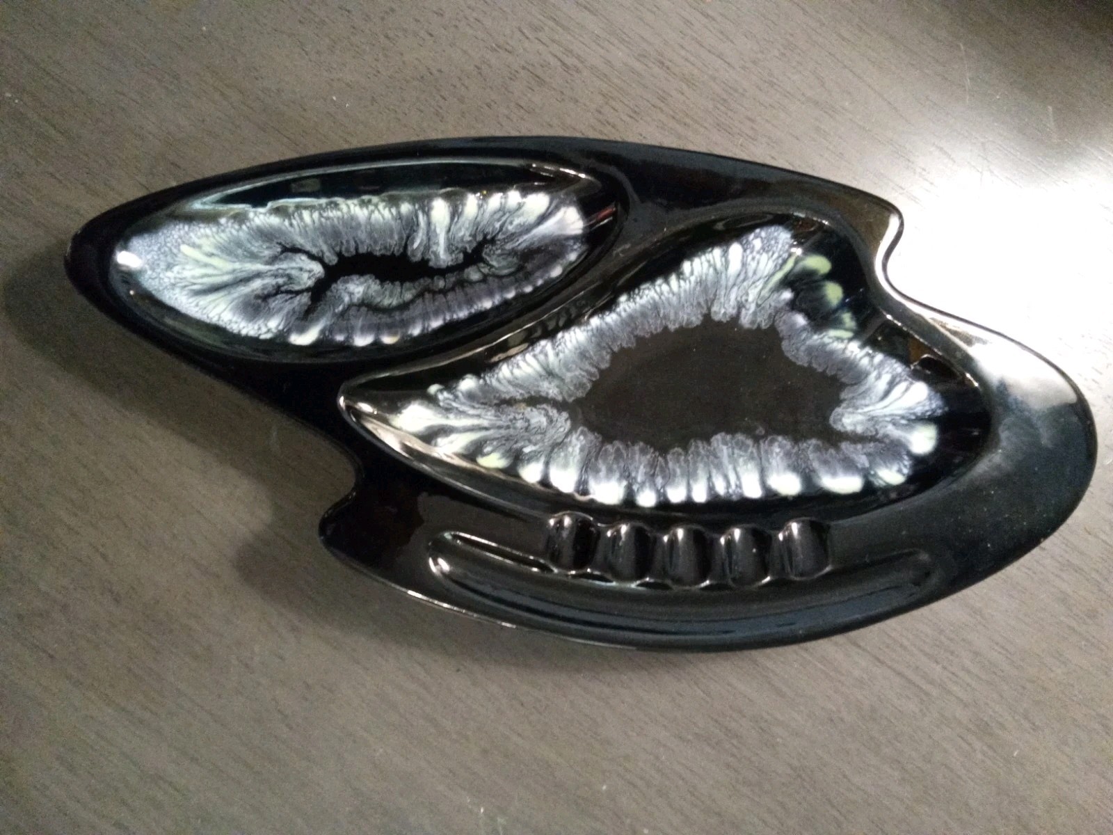 Vintage MCM Royal Haeger Large 13.5” Ashtray Mid Century Modern Cosmic Black USA Vintage MCM Royal Haeger Large 13.5” Ashtray Mid Century Modern Cosmic Black USA