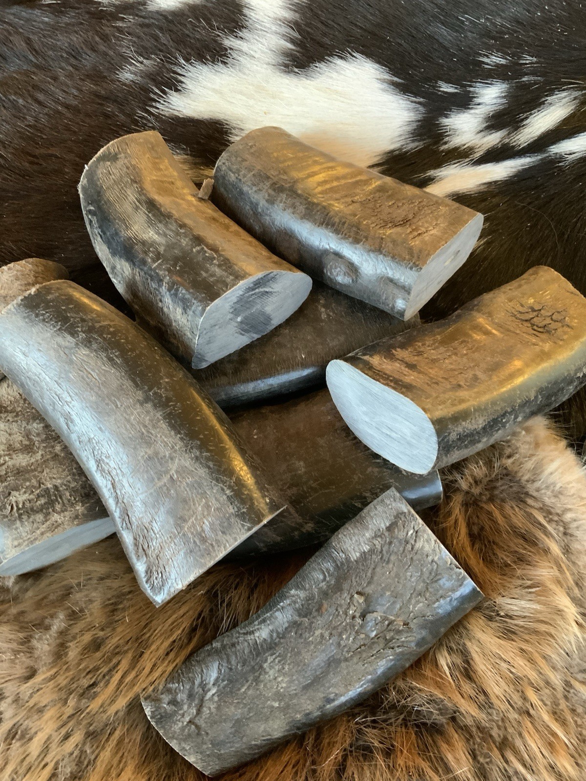 BUFFALO HORN KNIFE HANDLE Material, 5”, Natural Outer Bark, Water Buffalo Horn