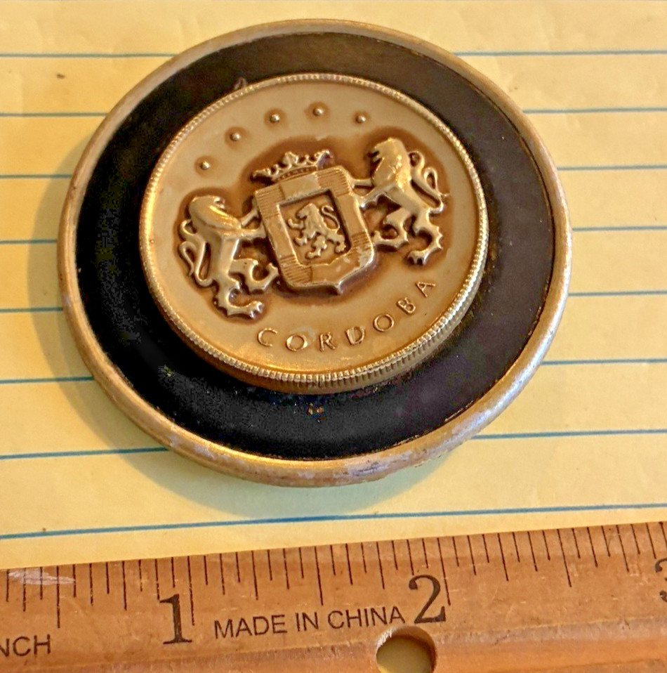 VINTAGE Chrysler Cordoba Fender Medallion Emblem (1975-79) - COMPLETE w PRONGS