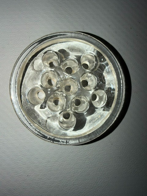 Vintage Heavy Clear Glass 12-Hole Flower Frog - Circular Dome Vase Insert