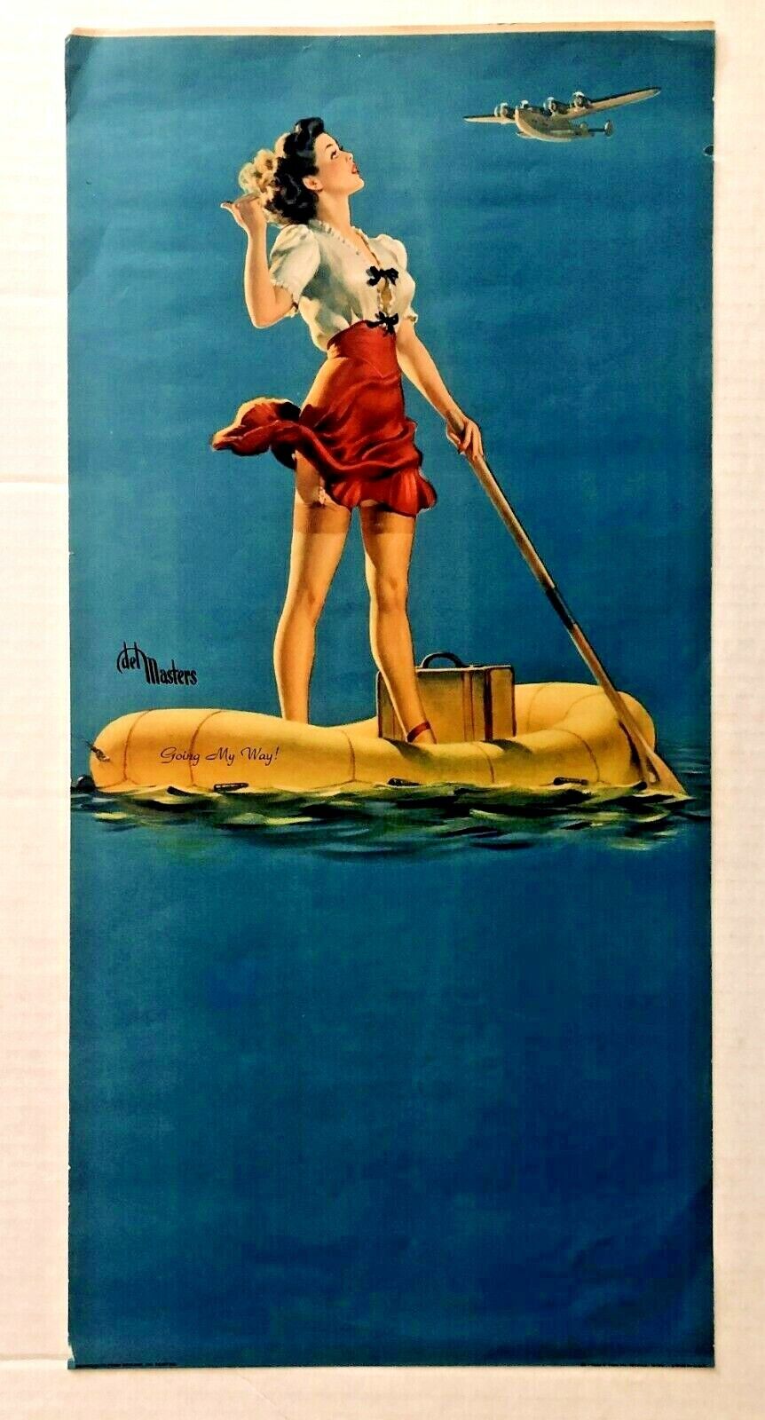 Nice 1940's Pinup Girl Picture by Del Masters - Going My Way - Woman on Raft