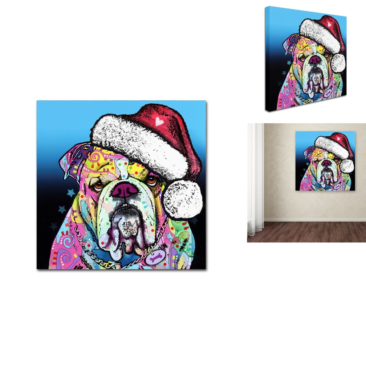 Dean Russo \'The Bulldog Christmas\' Canvas Art Trademark Fine Art