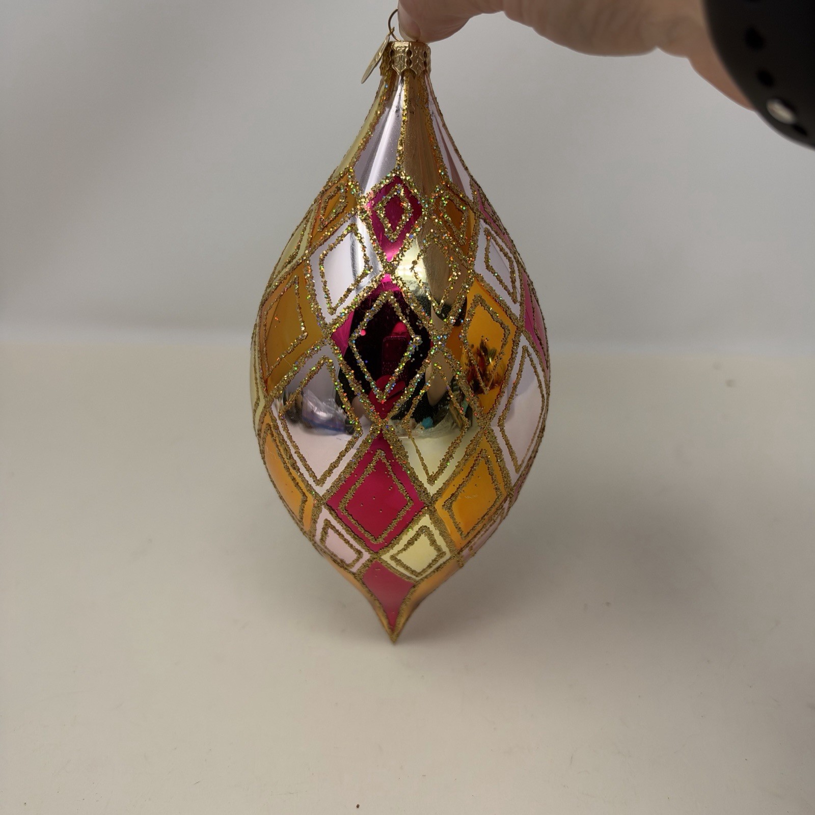 Vintage Christopher Radko Carnival Harlequin Drop Glass Ornament