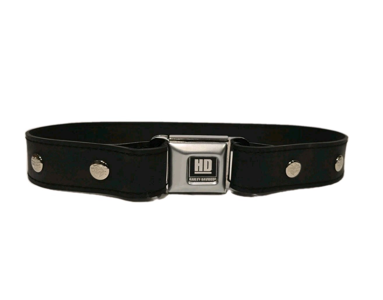 Harley Davidson Rubber Belt Metal Buckle Size 28-30 Unisex Black EUC