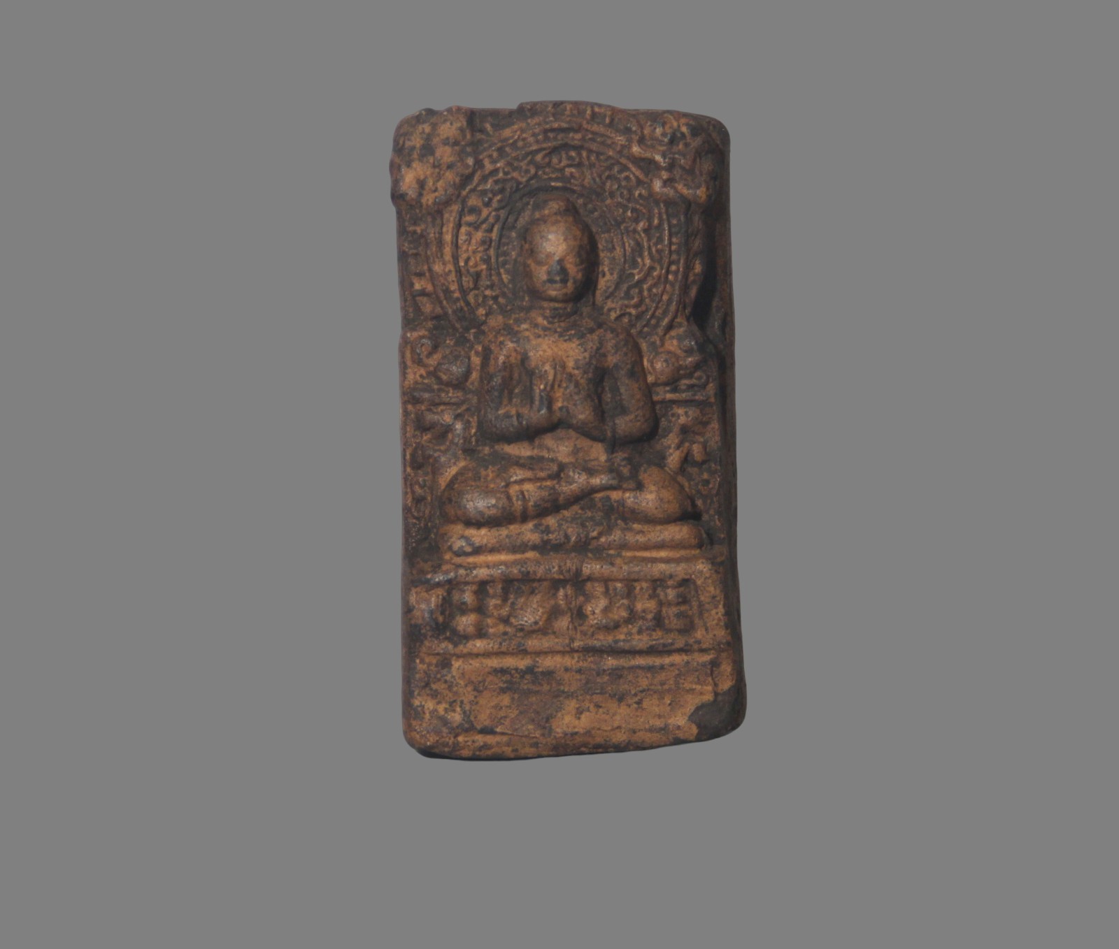 Khmer 18th Century Old Antique Buddhist Clay Tsa Tsa Sakyamuni Buddha Statue