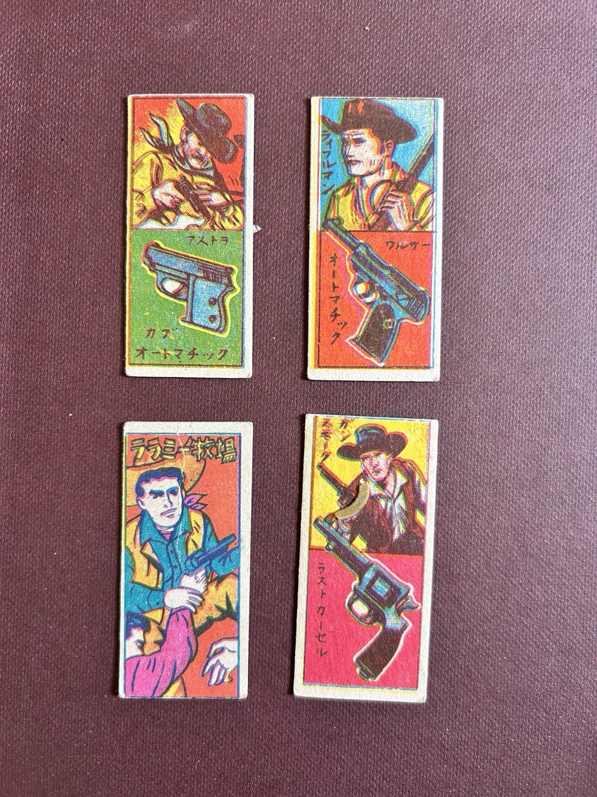 Vintage 1960s Japanese Menko Laramie Ranch Gunsmoke Wyatt Earp 4 Card Lot ララミー牧場