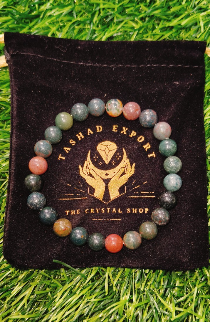 Bloodstone Bracelet 8mm Natural Gemstone Healing Crystal Energy Stretch Beads.