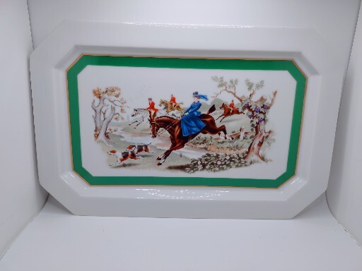 Vtg Elizabeth Arden Ceramic Cosmetic Tray Horse Southern Heirlooms Japan RARE