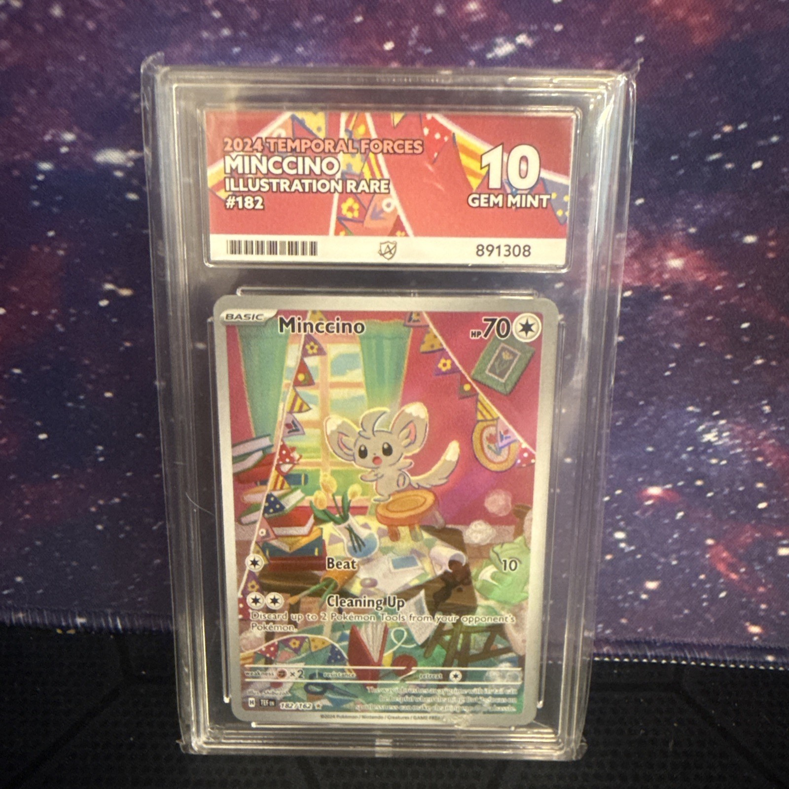 2024 POKEMON TEF EN-TEMPORAL FORCES ILLUSTRATION RARE #182 MINCCINO  ace 10