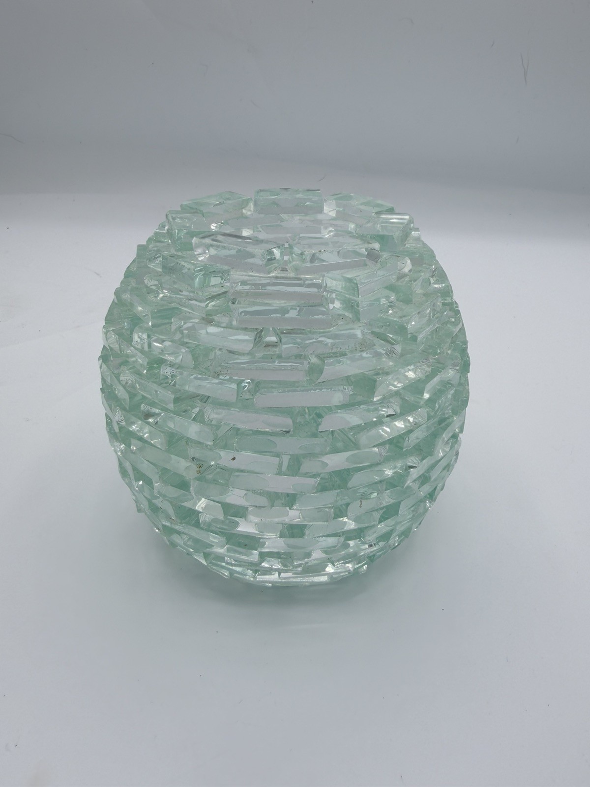 Vintage Brutalist 1970's Lamp Shade Polarite Round Ball Tiled Glass Shard Sphere