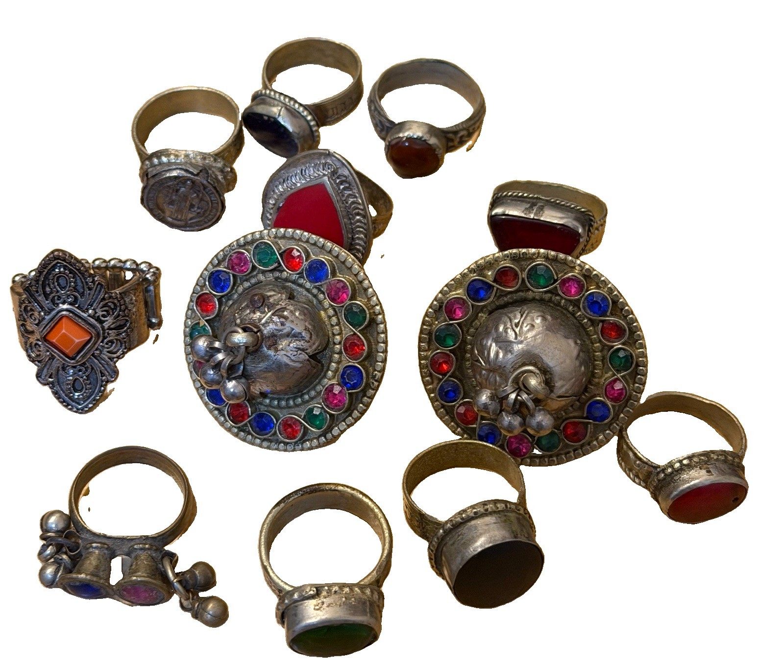 12 Antique And Vintage Uzbek Pamir Hunza Wakhan Tribal Rings 