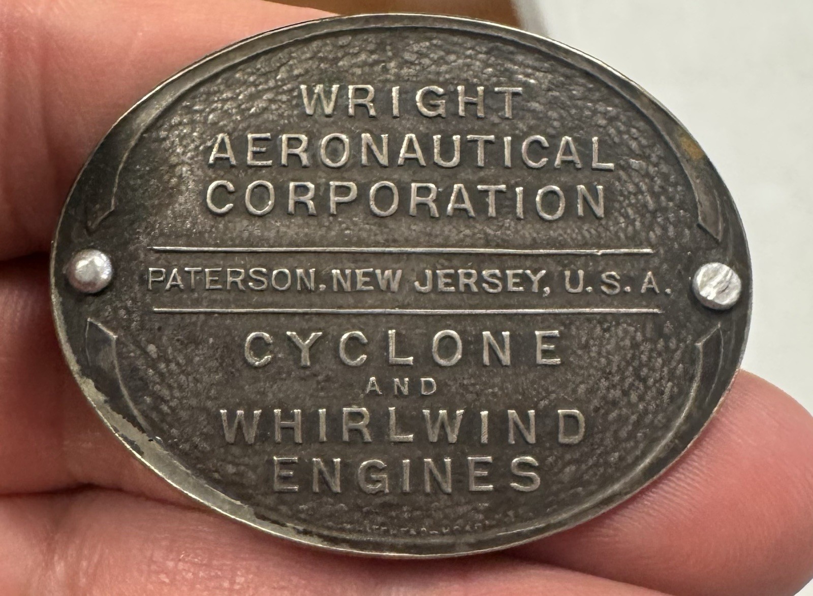 Vintage WW2 Era Wright Aeronautical Engine Manufacturing Plaque 1.8\