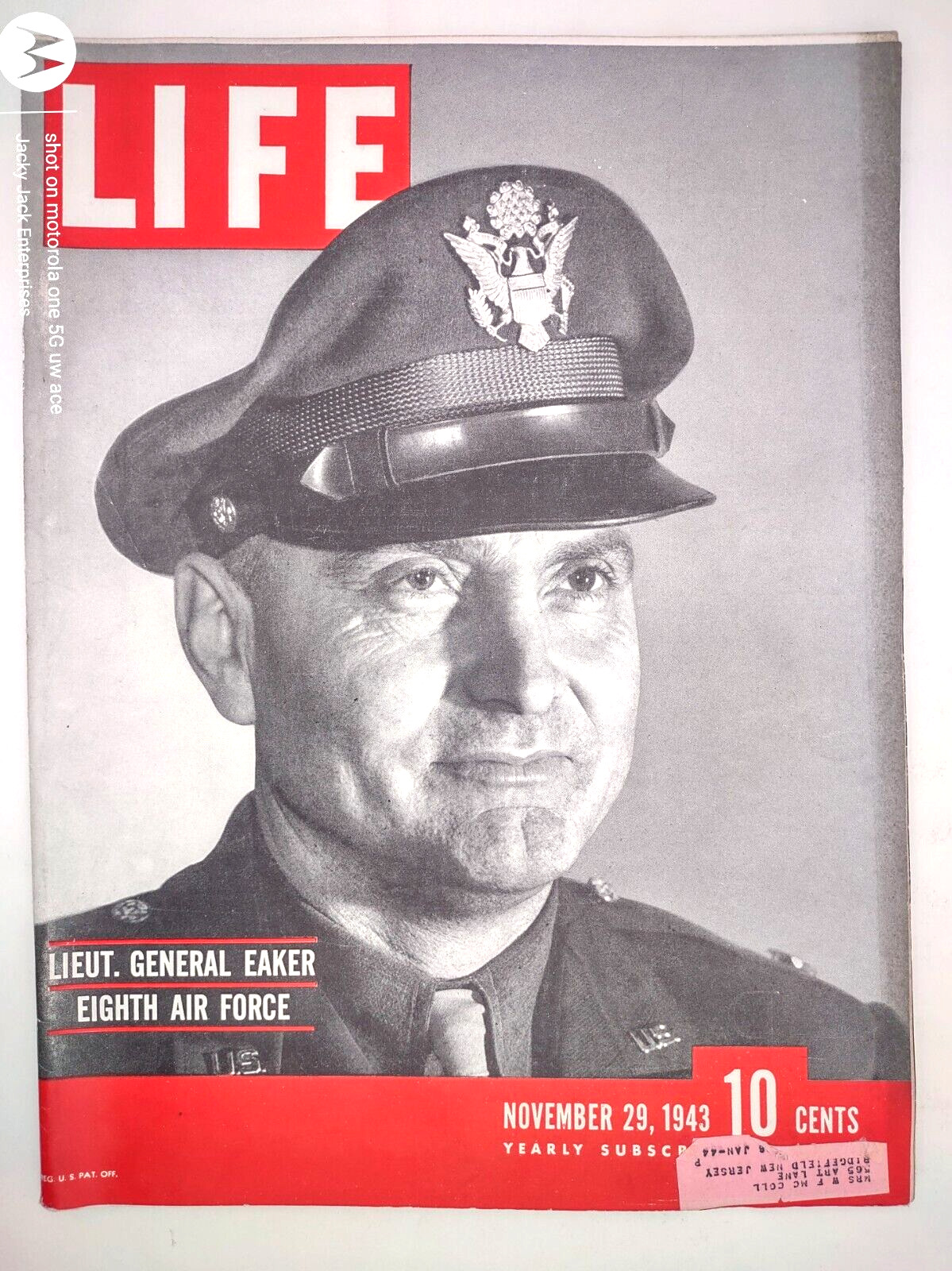 1943 WWII LIFE Magazine November 29, Lt General Eaker 8th Air Force Bomber Squad