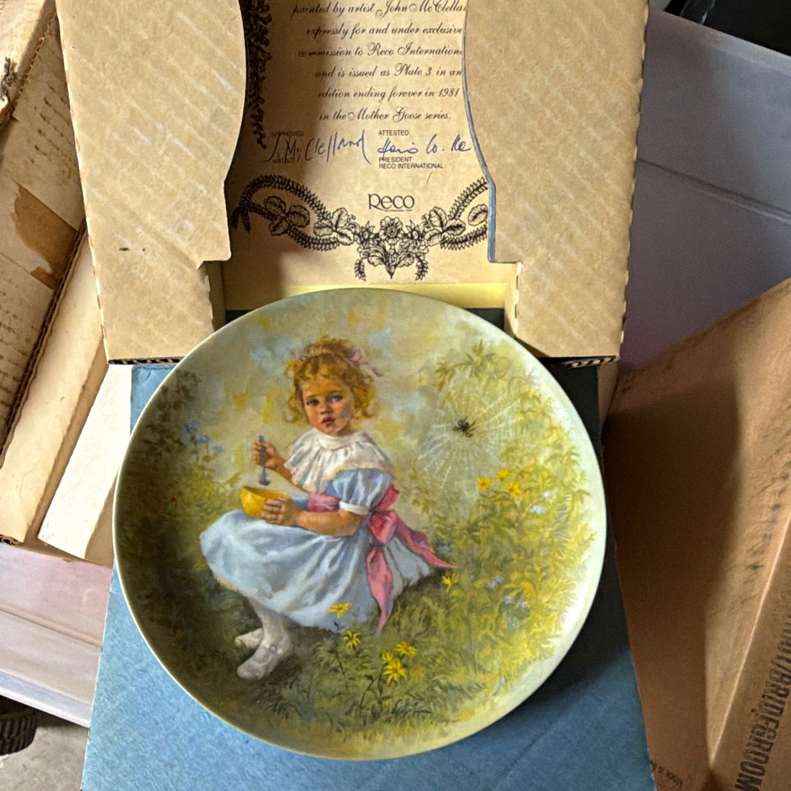 Reco Little Miss Muffet Mother Goose Collector Plate 1981 Limited Edition
