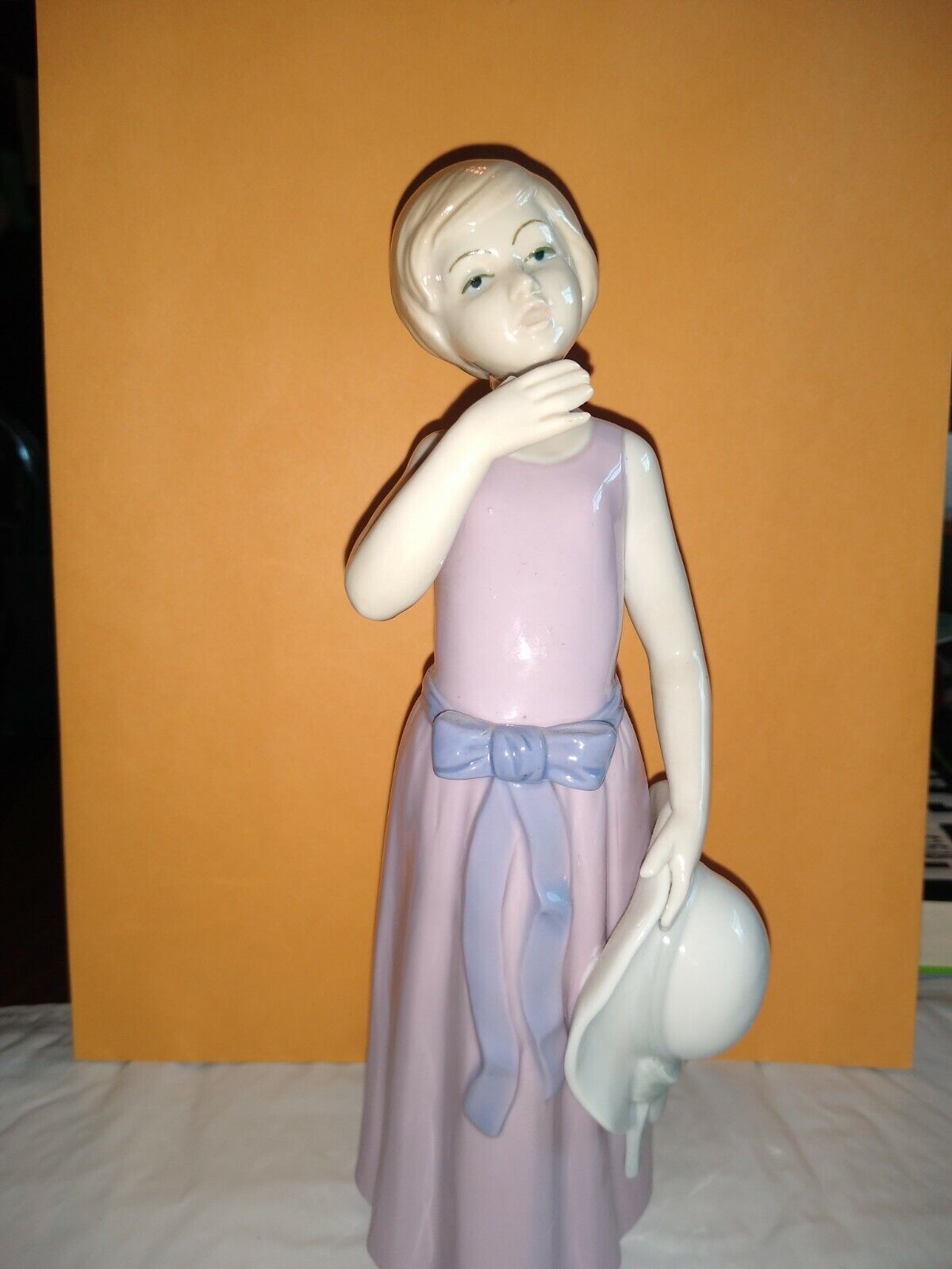 Vintage KPM Girl with Sun Hat Porcelain Statue, Figurine