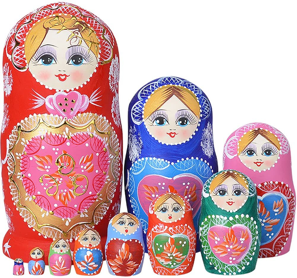 Russian Nesting Dolls for Kids Matryoshka Doll 10Pcs Handmade1051