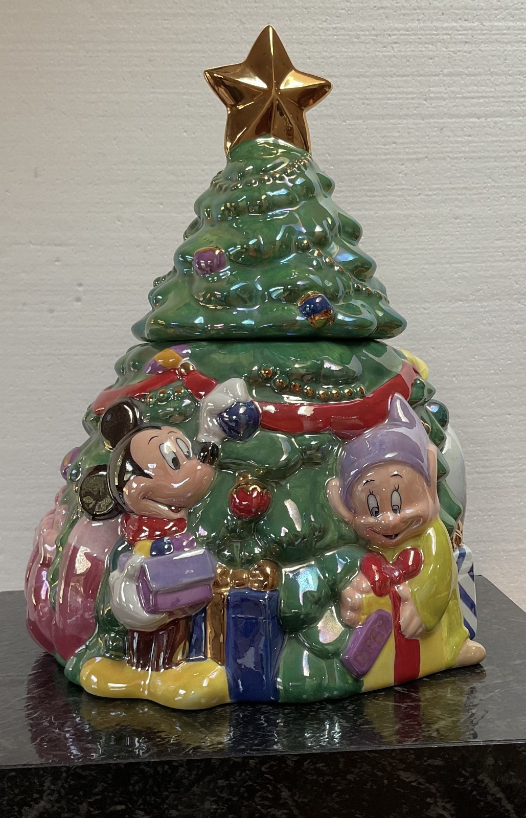 Vintage Disney Store LE Mickey & Friends Christmas Tree Cookie Jar 12\