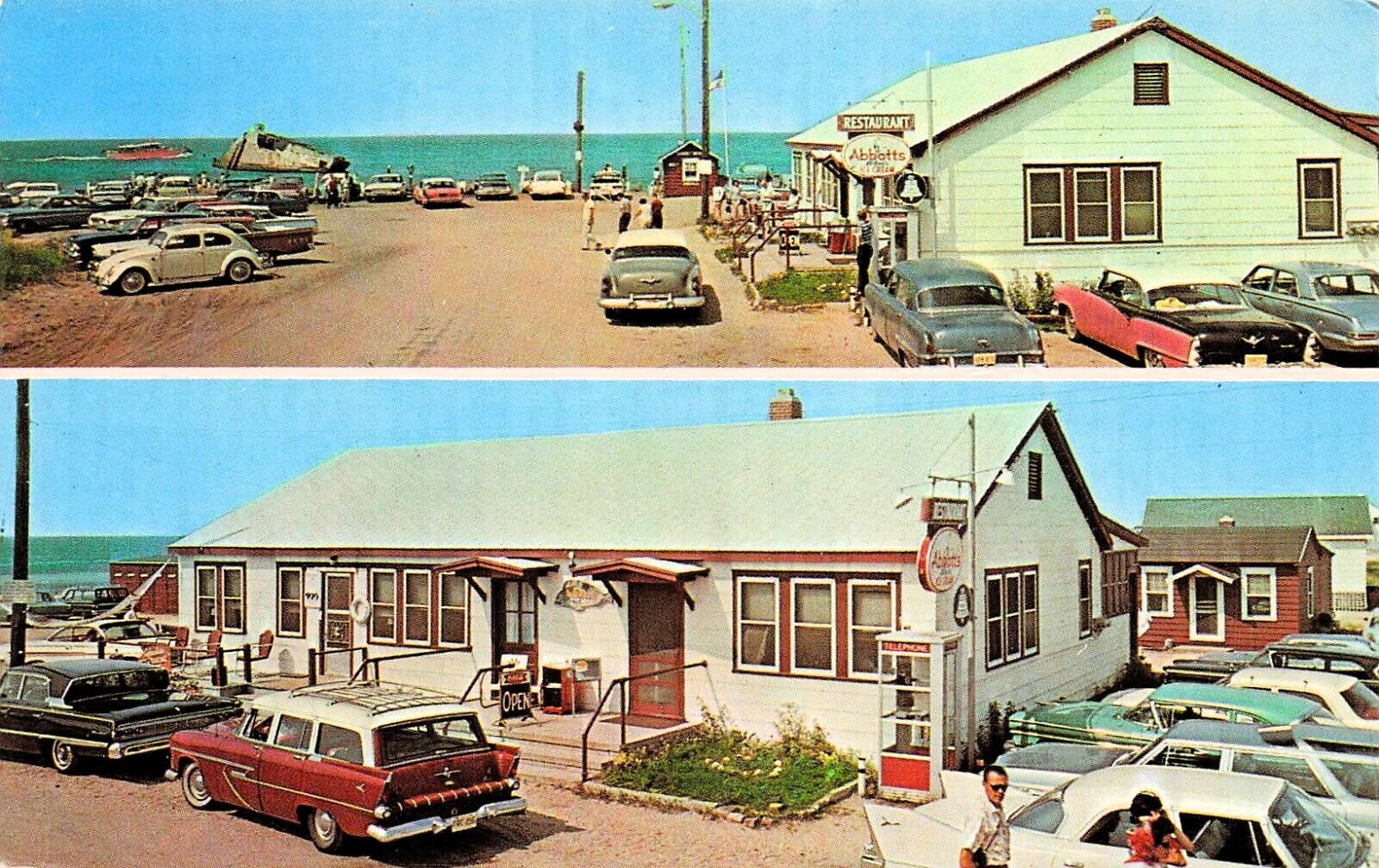 Cape May Point NJ Sunset Beach Abbotts Restaurant 1950s Vtg Postcard E49