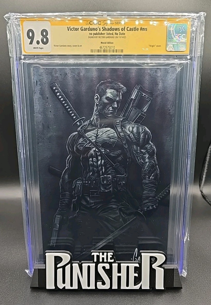 PUNISHER SHADOWS OF CASTLE CGC SS 9.8 SIGNED VICTOR GARDUNO B & W METAL EDITION PUNISHER SHADOWS OF CASTLE CGC SS 9.8 SIGNED VICTOR GARDUNO B & W METAL EDITION