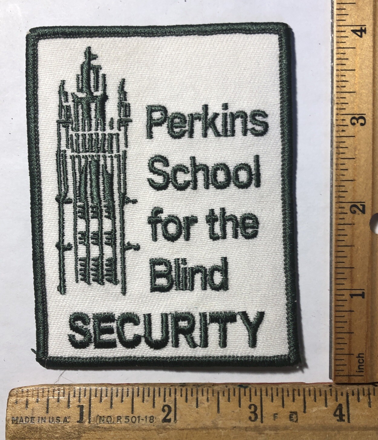 Vintage Obsolete Perkins School For The Blind Security Officer Patch Police MA