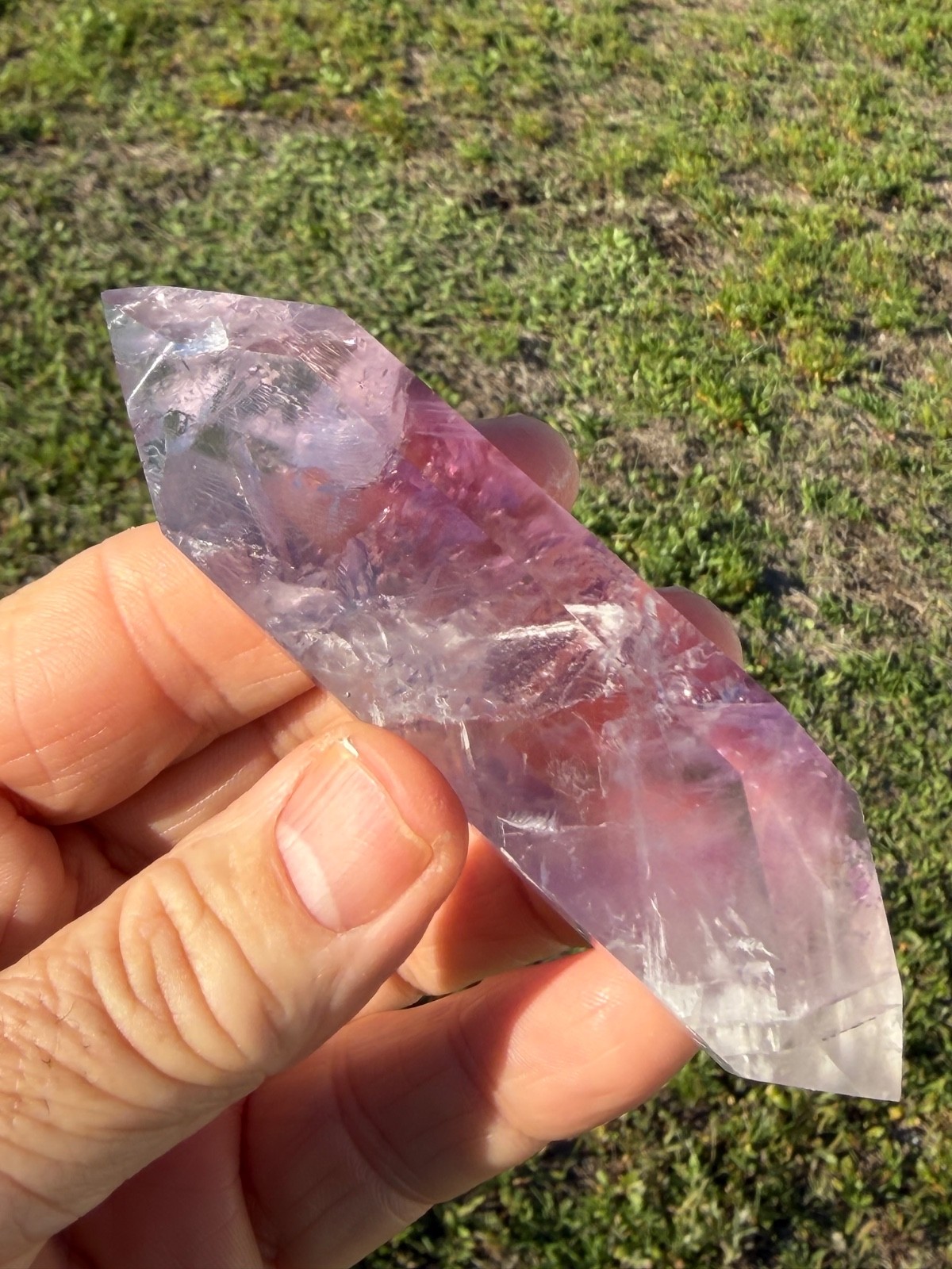Nice Amethyst Quartz Double Terminated Point  Polished Wand 4.25