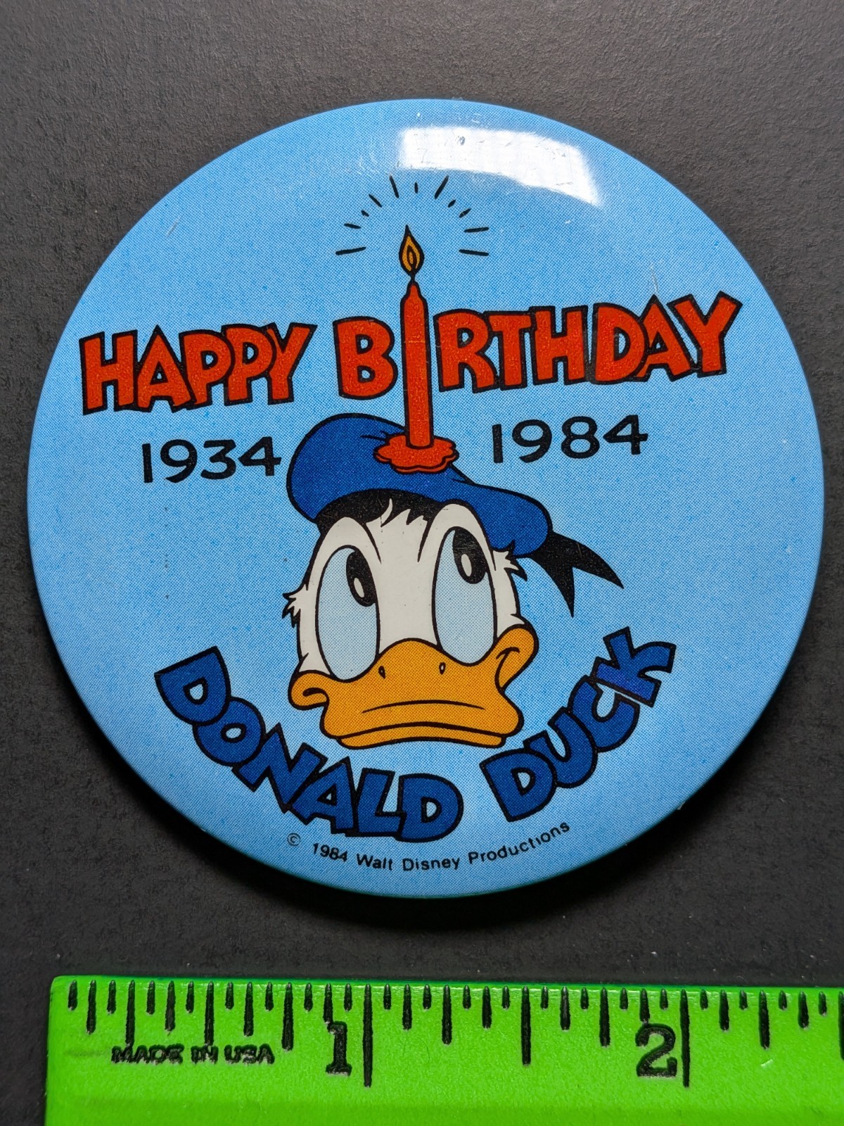 Vintage 1984 Donald Duck Birthday Pinback Pin Vintage 1984 Donald Duck Birthday Pinback Pin
