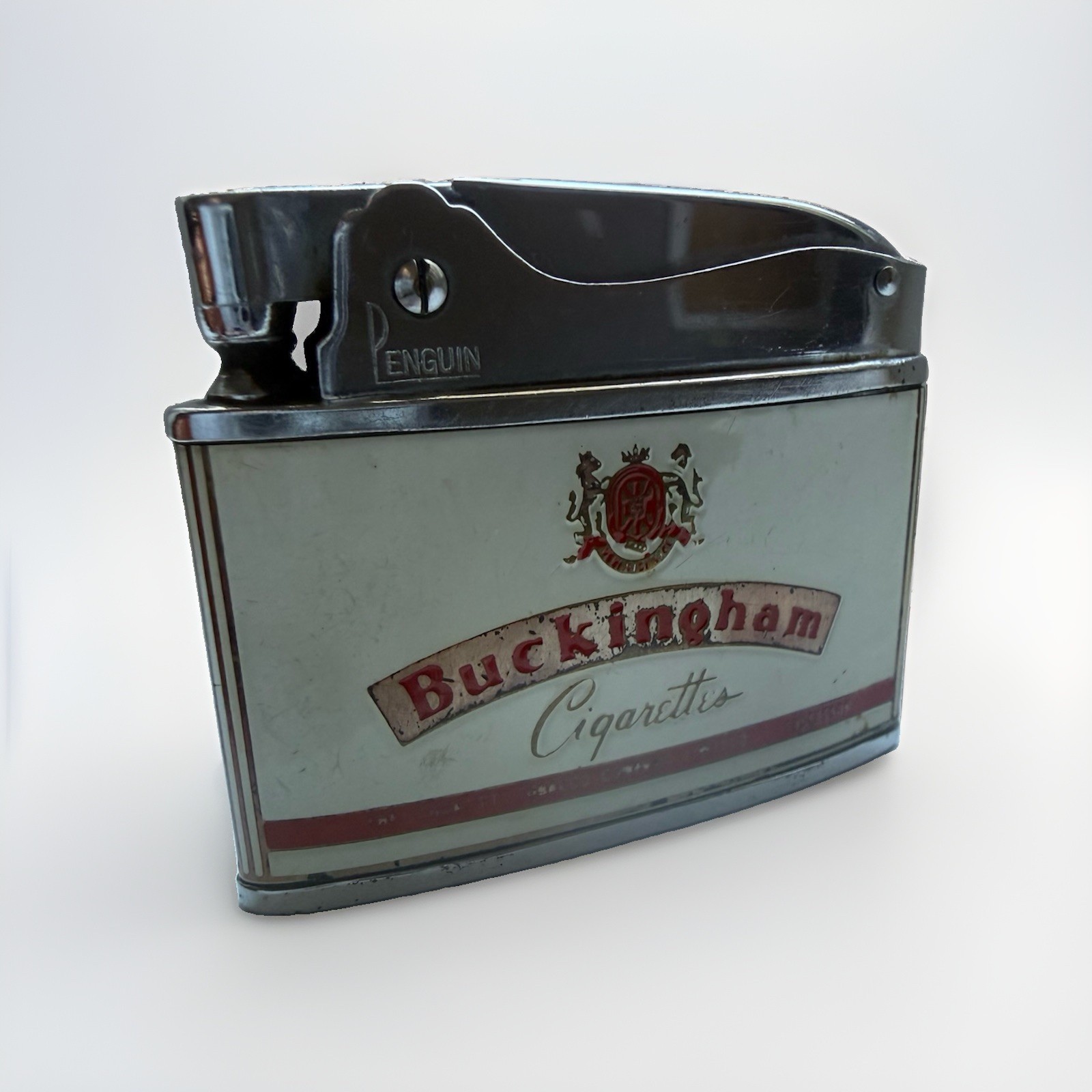 Vintage Penguin Buckingham Cigarettes Automatic Pocket Lighter Working Spark