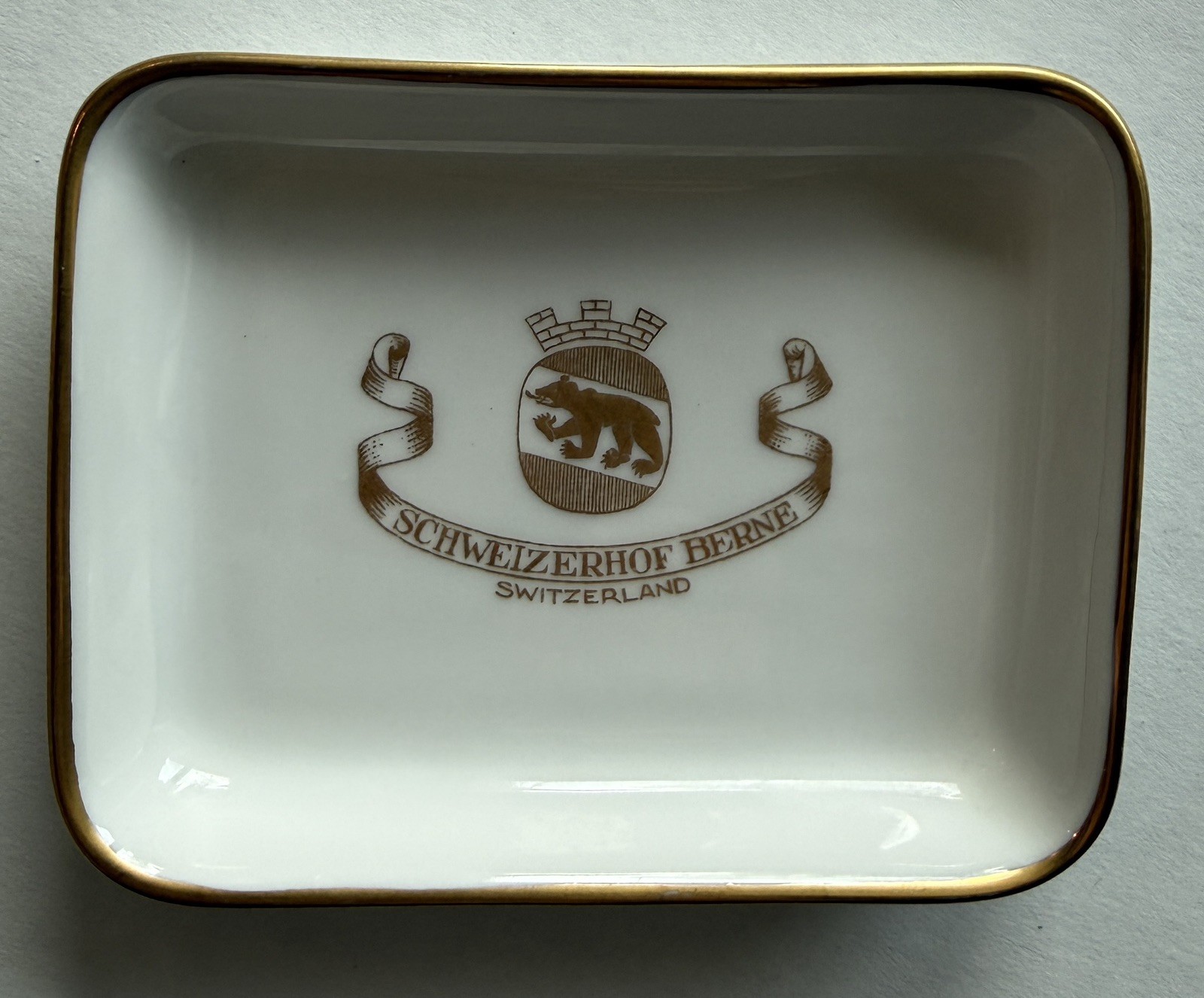 Hotel Schweizerhof Berne Switzerland vintage tip tray, ashtray, soap dish 3x4 Hotel Schweizerhof Berne Switzerland vintage tip tray, ashtray, soap dish 3x4
