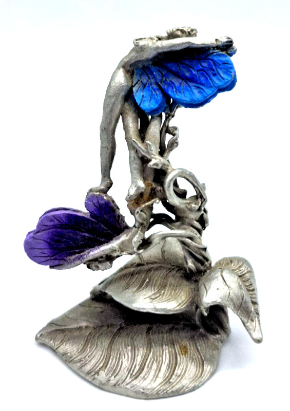 Vintage 90s Greg Neeley Woodland Fairy Fairies Pewter Sculpture Figurine Signed