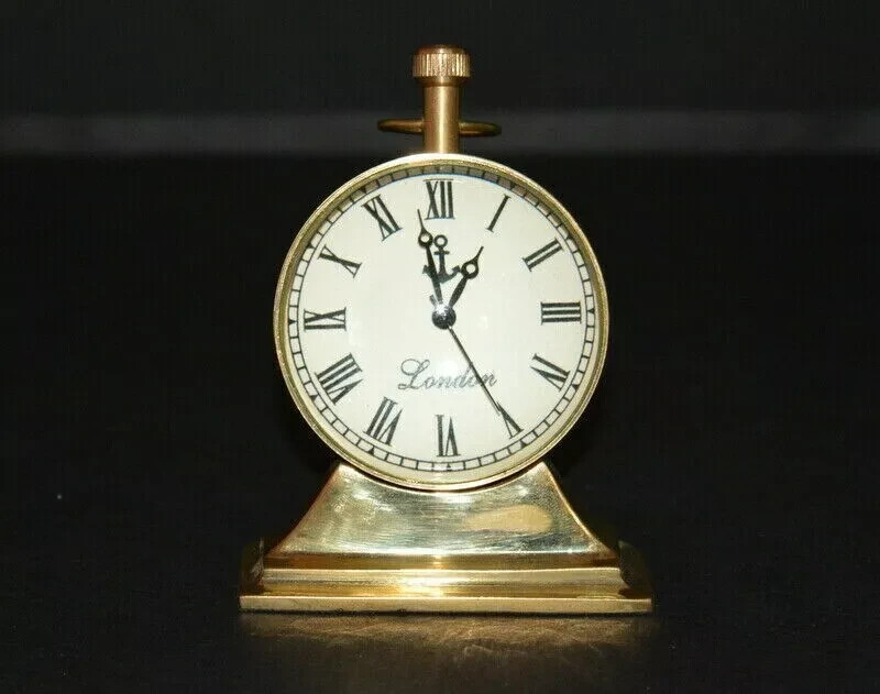 Table top Vintage Brass Clock desk top antique collectible watch decorative item