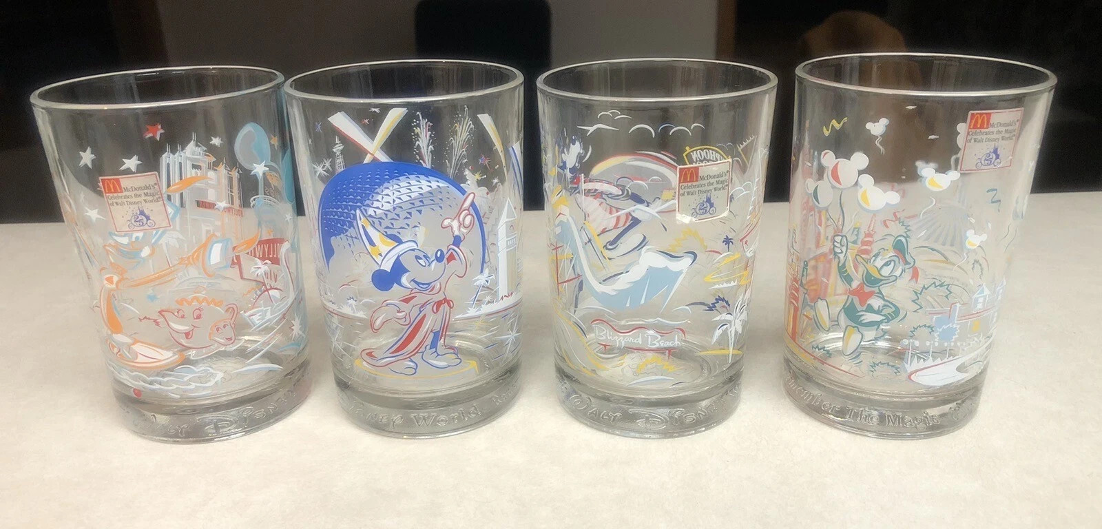 Set of 4 McDonalds Walt Disney World Remember The Magic 25th Anniversary Glasses