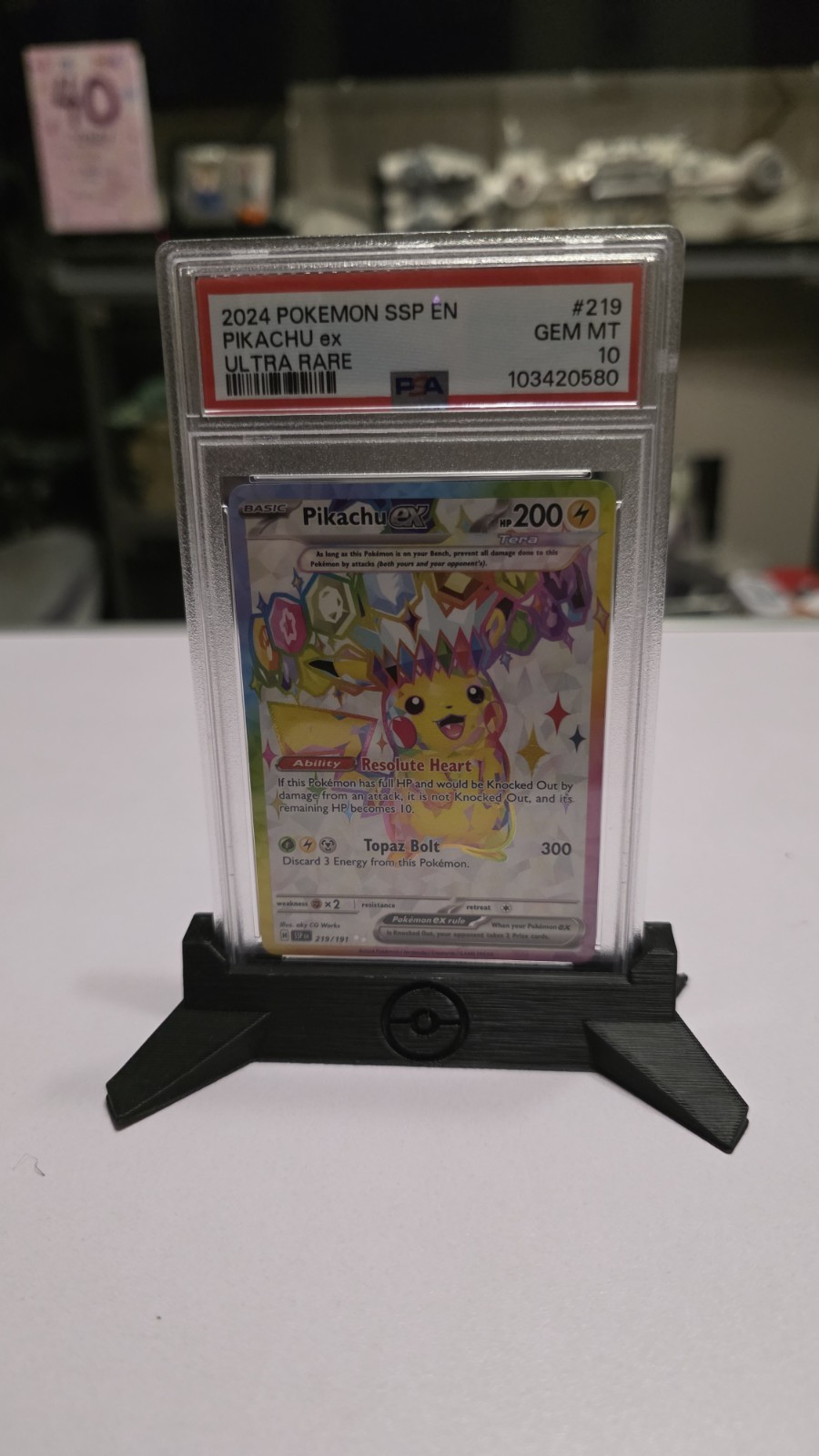 Pokemon Cards - PSA 10 Pikachu Ex 219/191 - Surging Sparks UR - GEM MT - PSA10