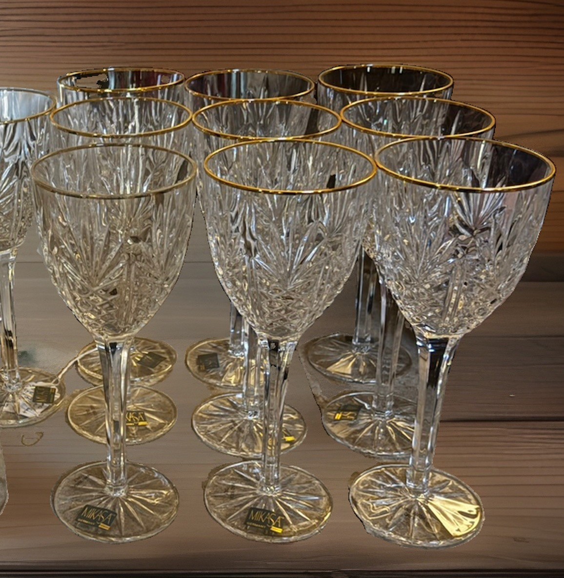 Mikasa Gold Crown crystal wine Glasses SET OF 10